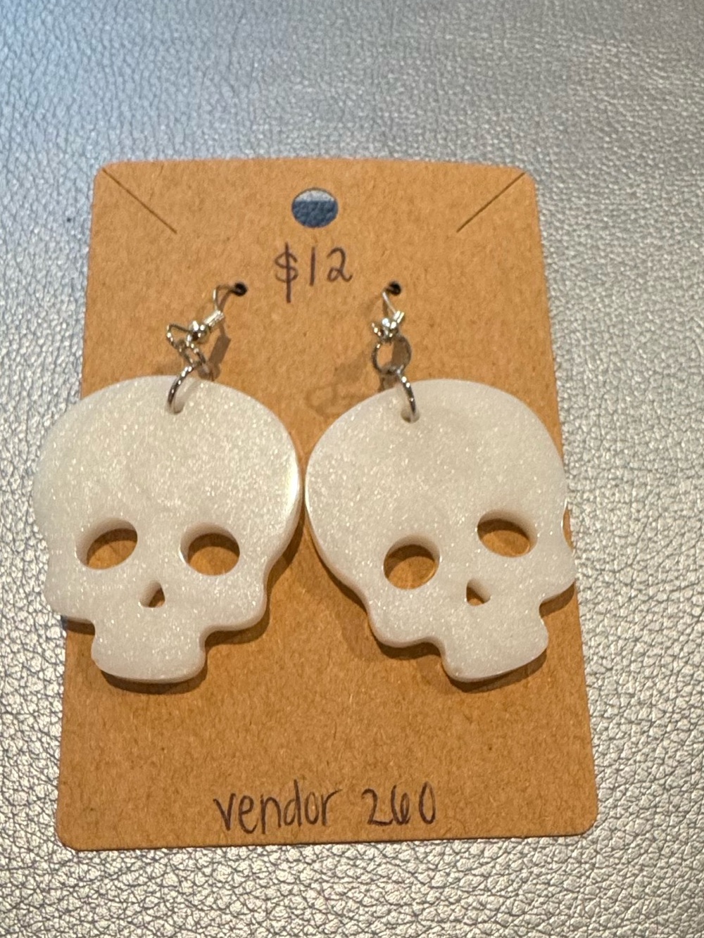 Handmade White Skull Dangle Earrings - Unbranded